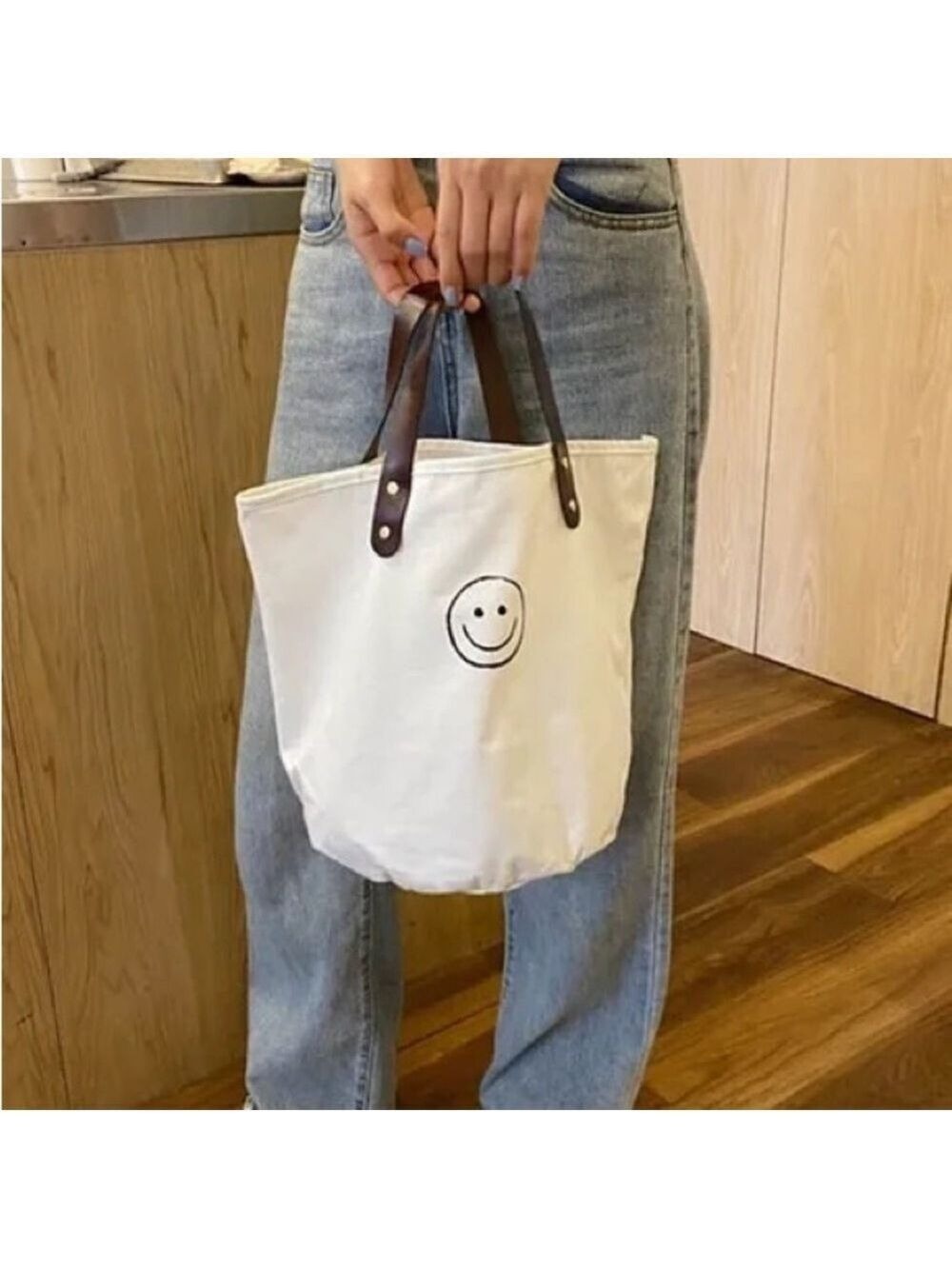 Canvas Smiling Face Tote - Picture 5 of 8
